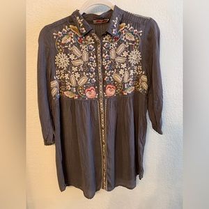 Johnny Was button down 3/4 Sleeve Tunic